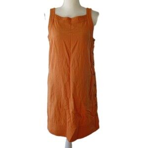 Linen Blend Jumper Tank Dress Orange Size Small Casual Beach Cruise For Cynthia